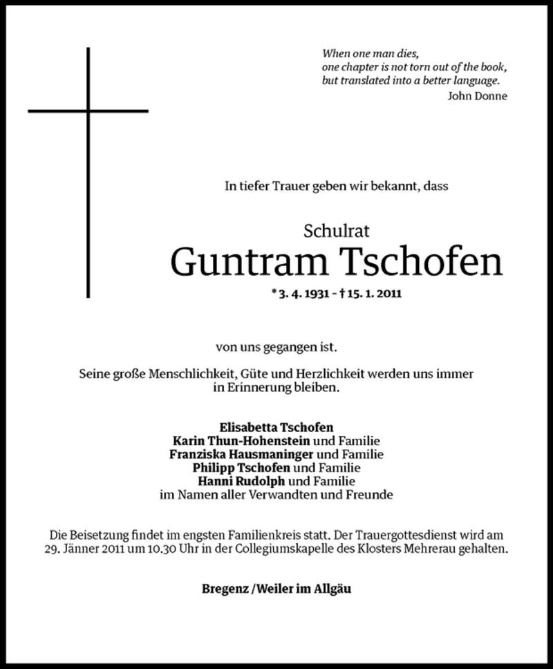 20110129 Guntram Tschofen Todesanzeige