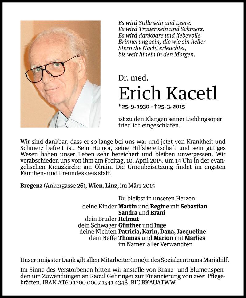 20150410 Erich Kacetl Todesanzeige