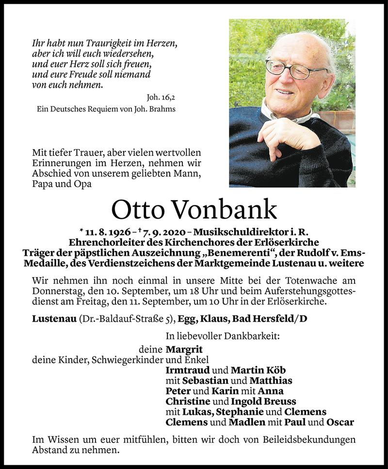 20200911 Otto Vonbank Todesanzeige Familie